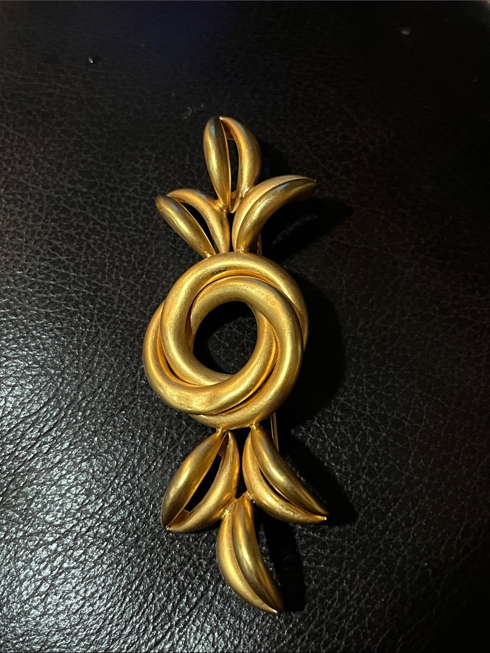 Gold-Tone Swirl Leaf Brooch - Women's Jewelry